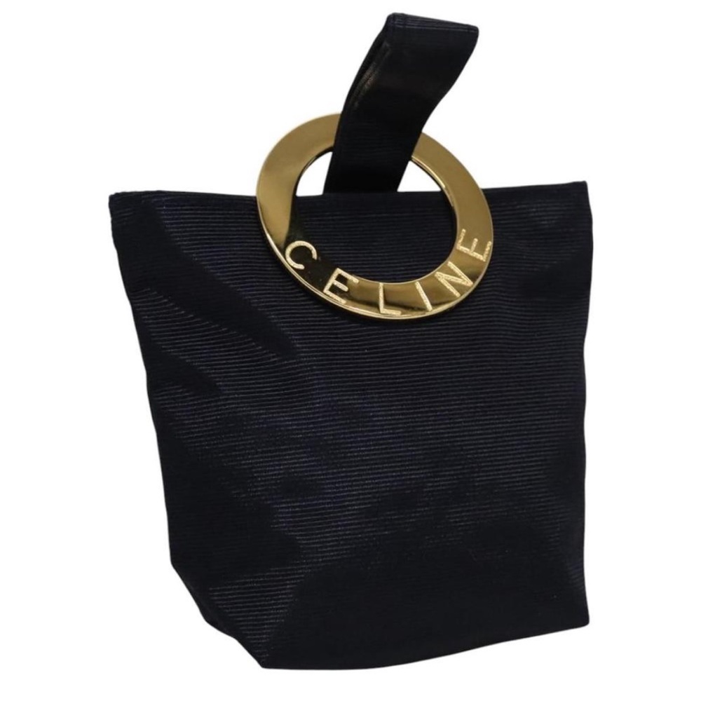 Celine Black Mini Wristlet with Gold Accent